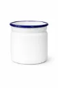 Enamel Cutlery Holder White With Blue Rim 11.5cm Dia