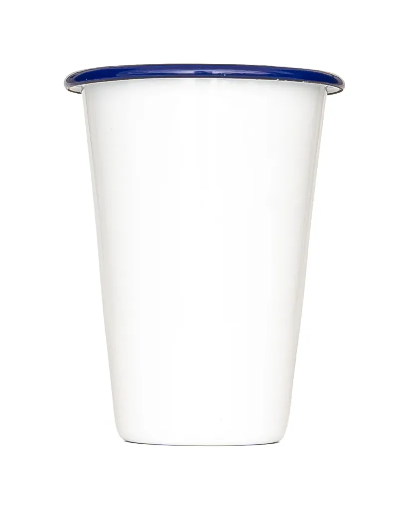 [50412] Tumbler, 12cm, White With Blue Rim