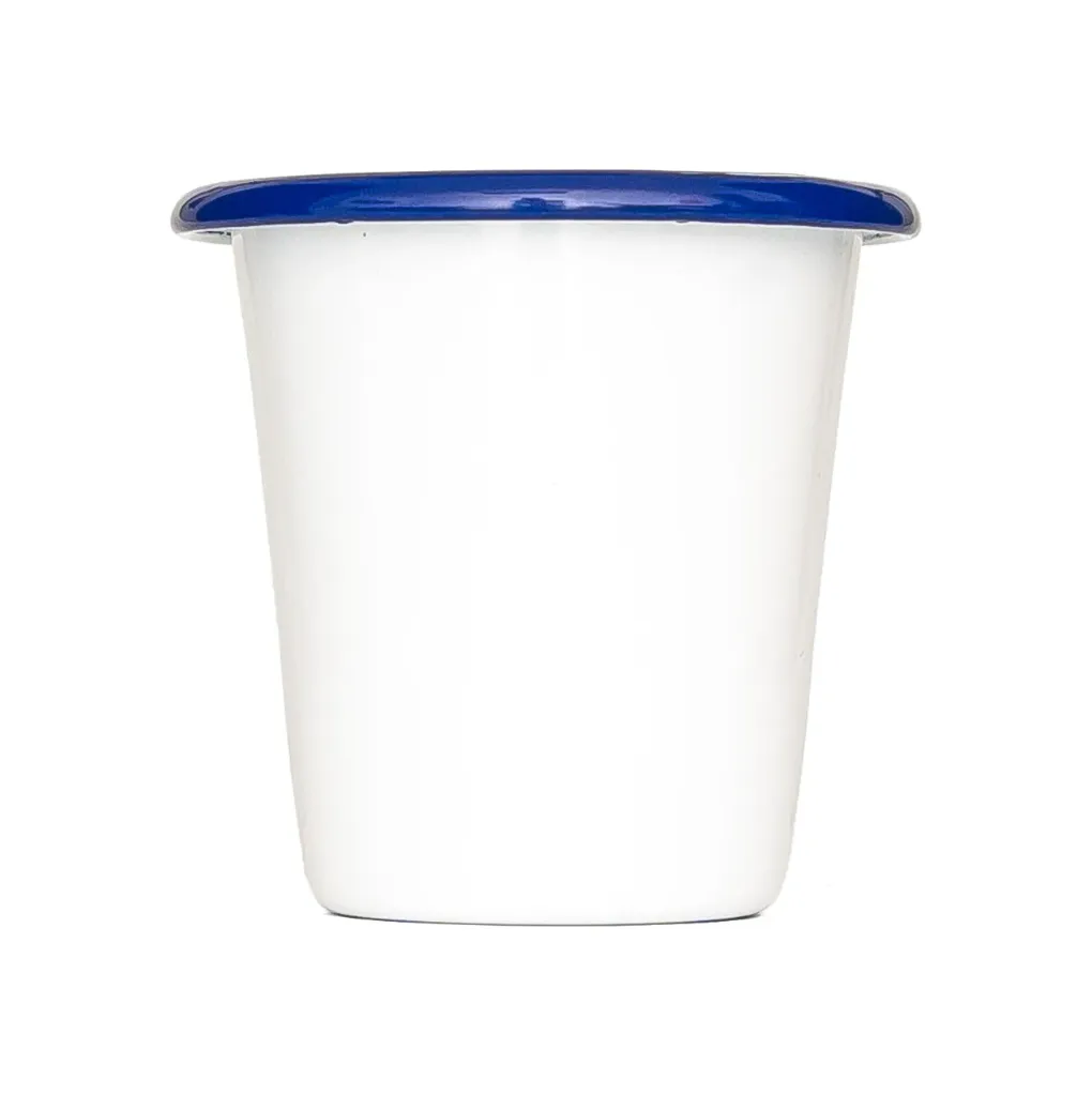 [50410] Tumbler, 9cm, White With Blue Rim
