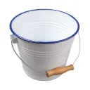 Enamel Bucket White With Blue Rim 22cm Dia