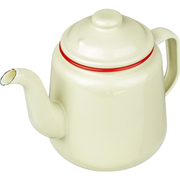 14 Cm Teapot , Cream and Red