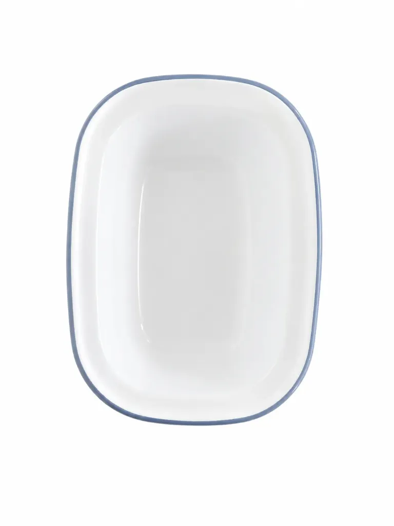 [44016FB] 16 Cm Oblong Pie Dish, White With French Blue Rim