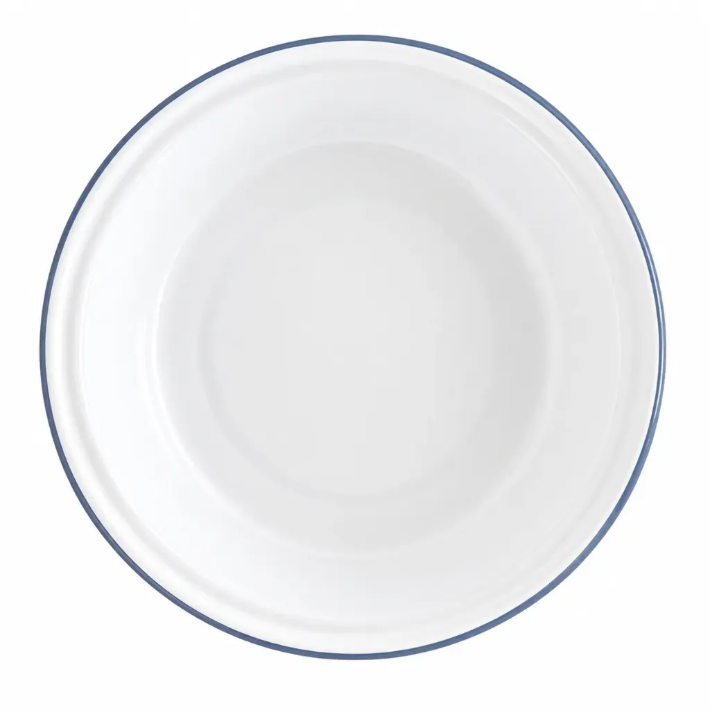 [46522FB] 22 cm Round Pie Plate, White With French Blue Rim