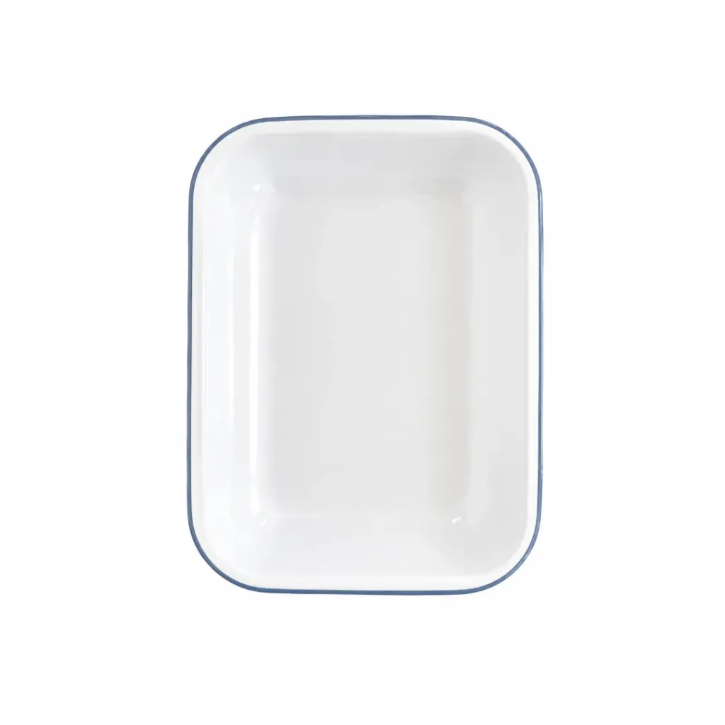 [61028FB] 28 cm Bake Pan, White With French Blue Rim