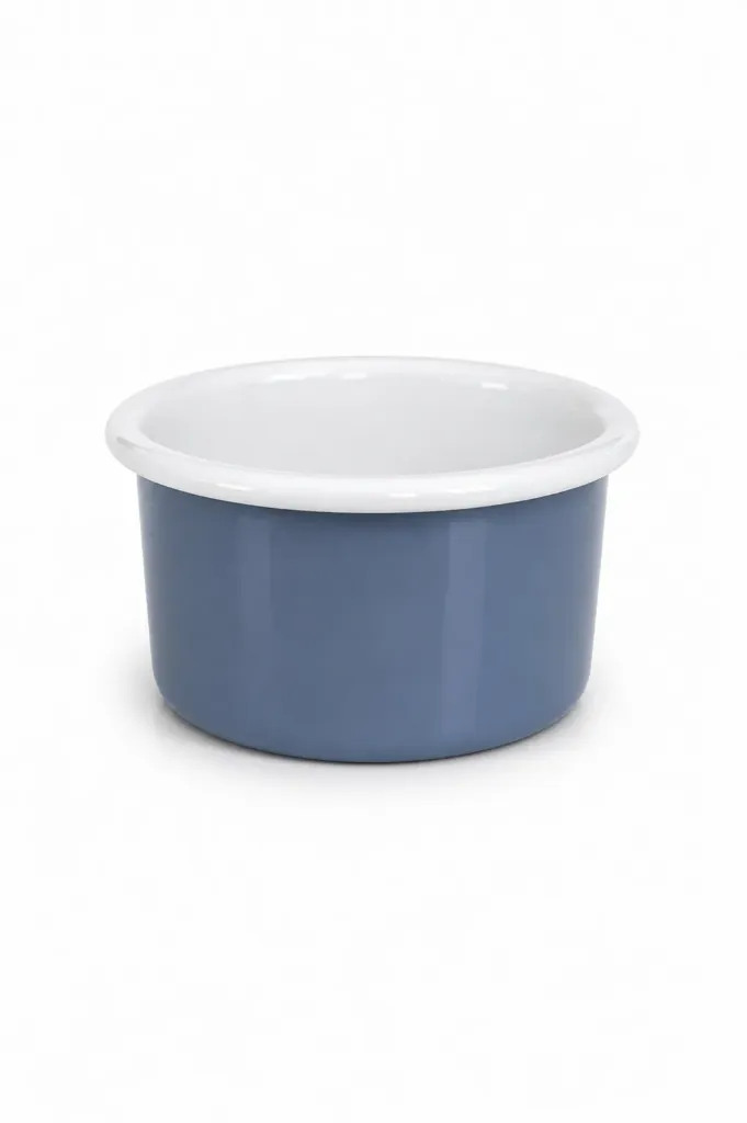 [52406FB] Enamel Ramekin French Blue Rim with White Rim, 90ml