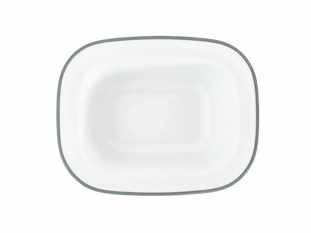 [44016SG] 16 Cm Oblong Pie Dish, White With Sage Green Rim