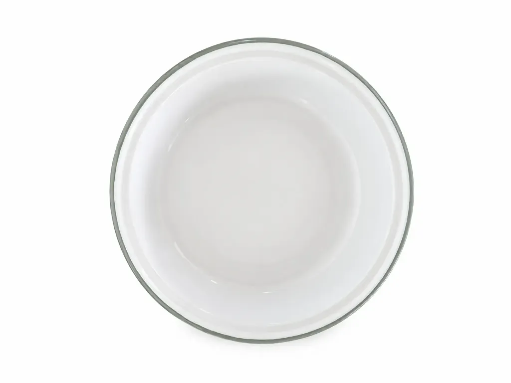 [46522SG] 22 cm Round Pie Plate, White With Sage Green Rim