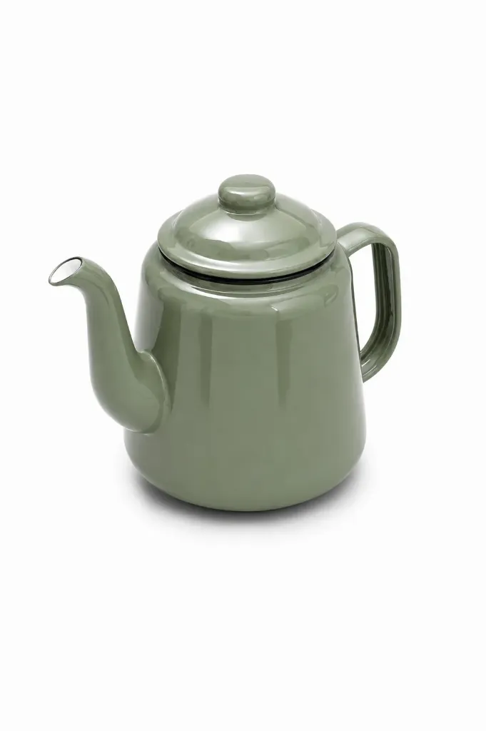 [69612SG] 12cm Teapot Sage Green with White Rim