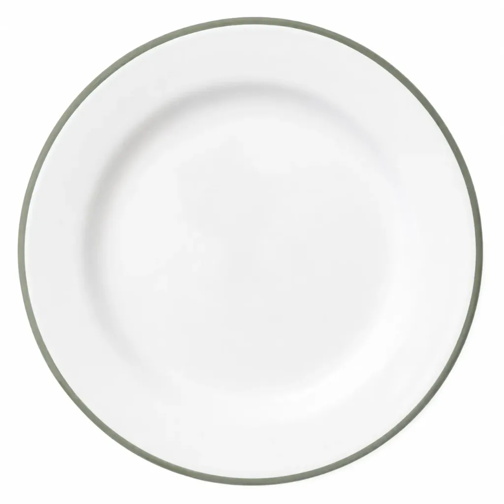 [45026SG] 26 cm Dinner Plate, White With Sage Green Rim
