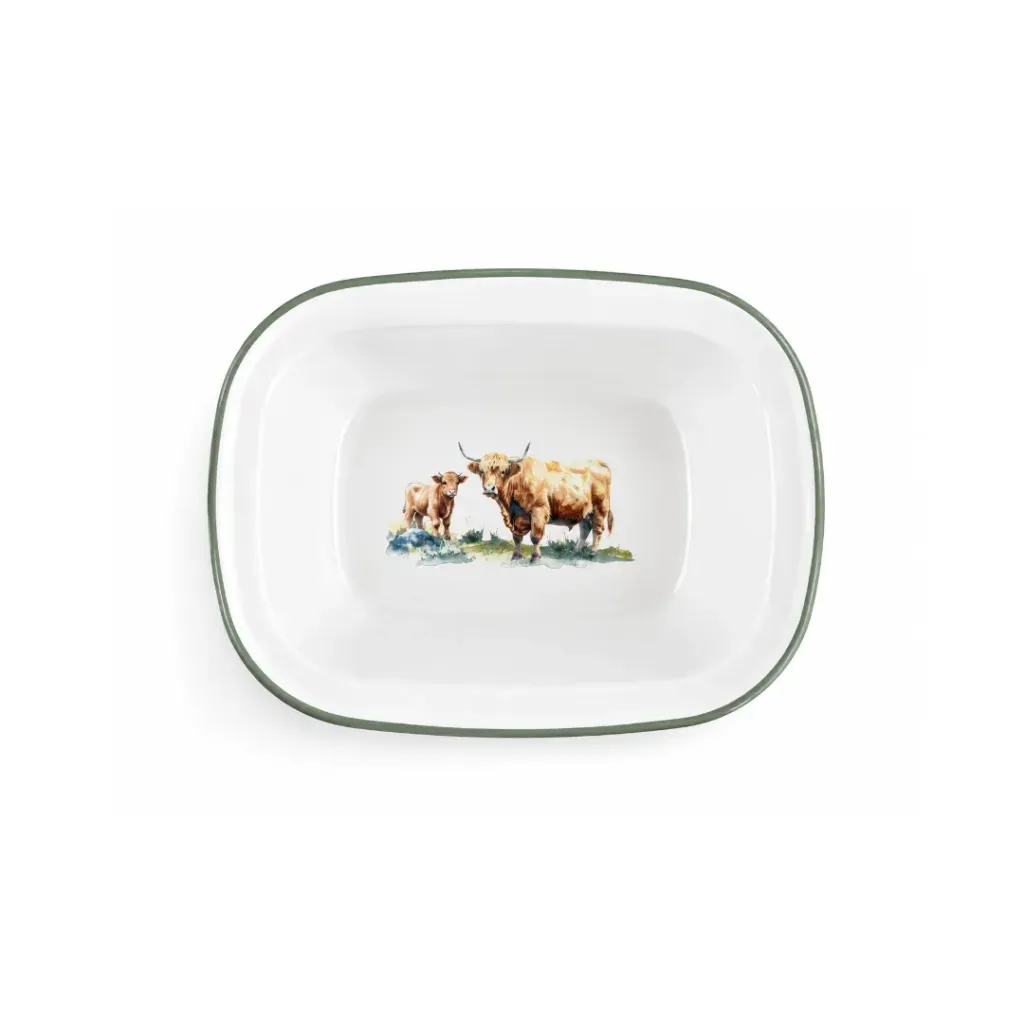20 Cm Oblong Pie Dish-Highland Cow