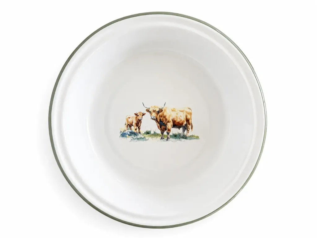 22 cm Round Pie Plate-Highland Cow