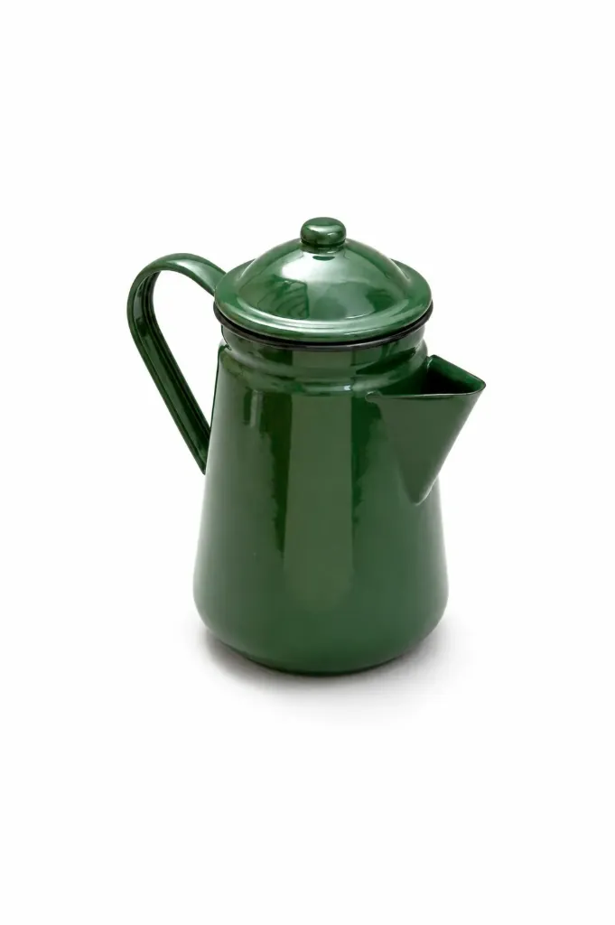 [62013GR] 13 Cm -Coffee Pot - (In White/Out Dk Green)